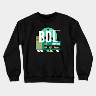 Hartford (BDL) Airport // Retro Sunset Baggage Tag Crewneck Sweatshirt